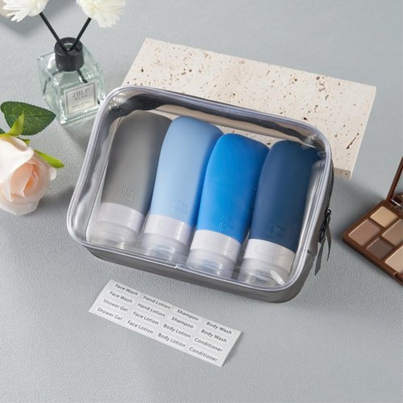 INSFIT Travel Bottles for Toiletries, TSA Approved 2oz Travel Size Bottles Leak Proof Travel Containers for Toiletries, BPA Free Refillable Travel Accessories for Shampoo Body Wash Liquids Blue