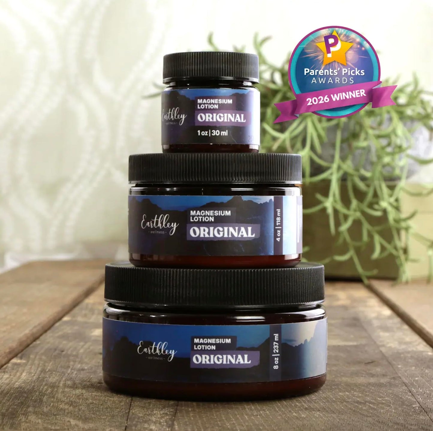Earthley Wellness, Magnesium Lotion, Parent's Picks Award-Winner, Apricot, Shea Butter, Mango Butter, Lavender, Blue Tansy and Sandalwood Scent (6oz, Seasonal Blue Bliss)
