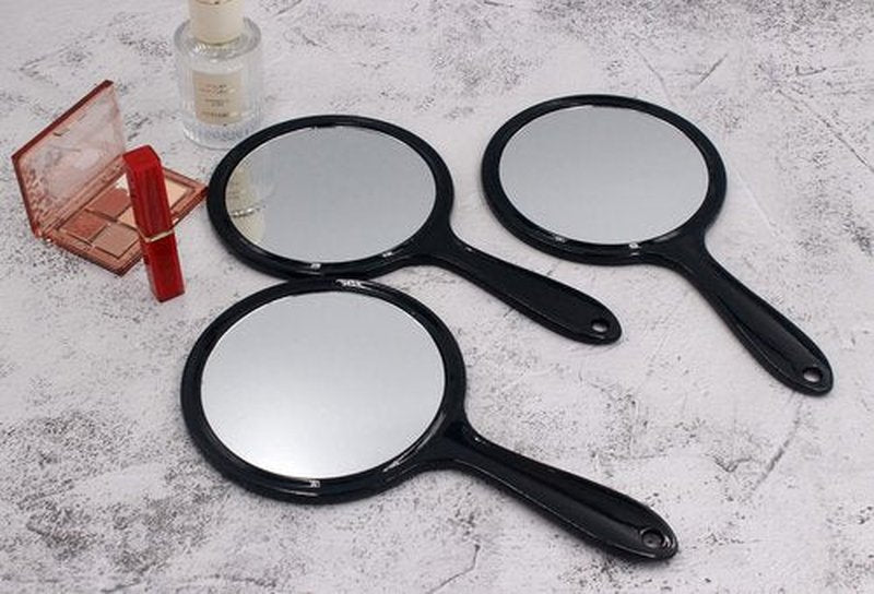 OIGUMR Large Double-Sided Handheld Mirror 1X/2X Hand Mirror Cute Hand Mirror 5.8 x 10.6 inch Black