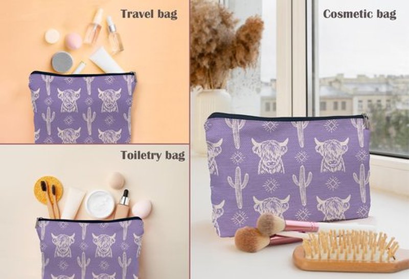 Lacosu Western Makeup Bag,Western Gifts For Women,Cow Makeup Bag,Cowgirl Stuff,Western Stuff For Women,Western Gifts,Cowgirl Gifts(COW D)