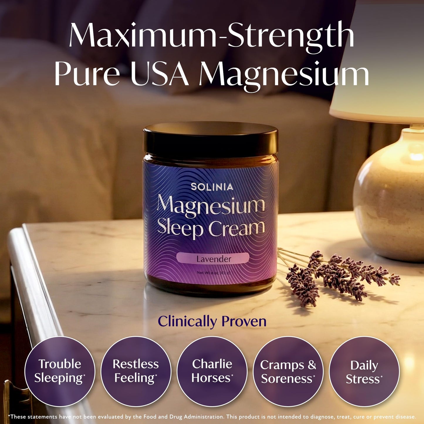 Solinia Magnesium Sleep Cream, USA-Made Topical Magnesium Lotion for Sleep