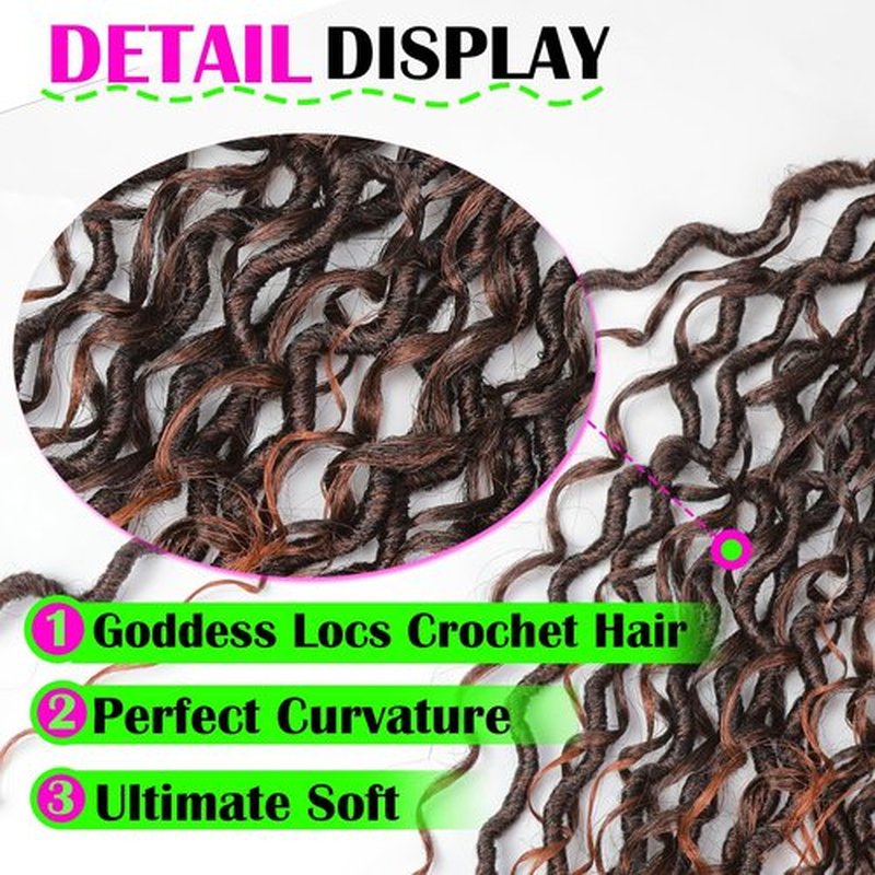 PURSHINE 6Packs Goddess Faux Locs Crochet Hair 18Inch Pre Looped for Women Girls Kids,River Locs Crochet Hair（Copper Red_T350）