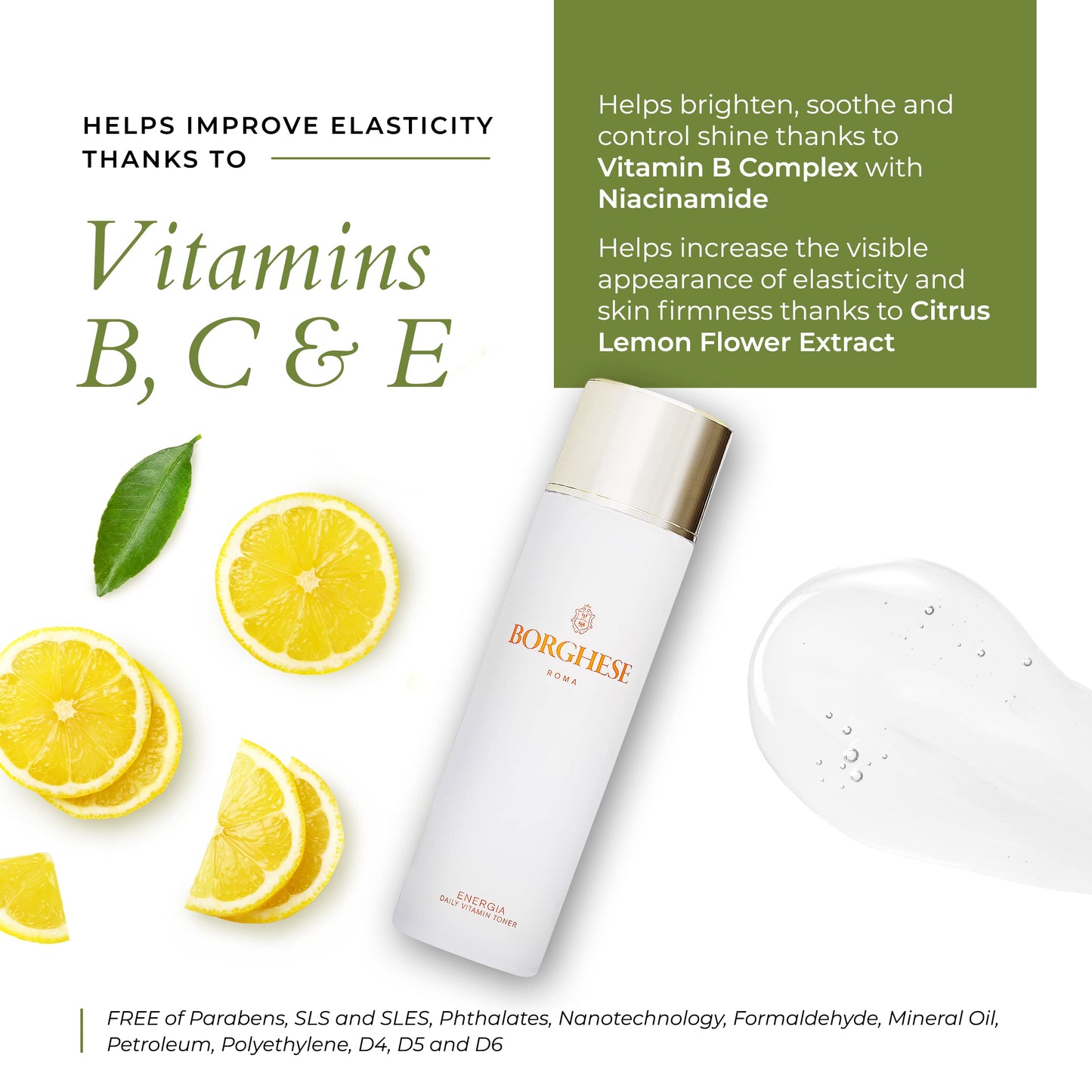 Borghese Energia Daily Vitamin Toner - Facial Toner with Vitamin C, B, E