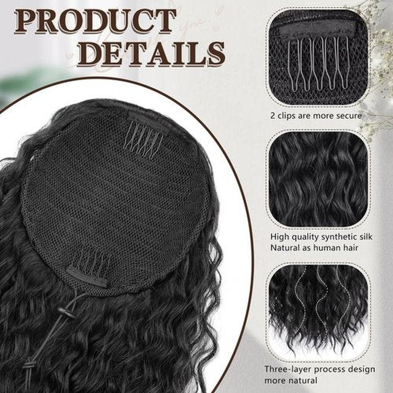 FREEMEIGE Ponytail Extension Drawstring Ponytail for Women Synthetic Long Curly Pony Tails Hair Extensions Clip in Ponytail 20 Inch Hairpiece
