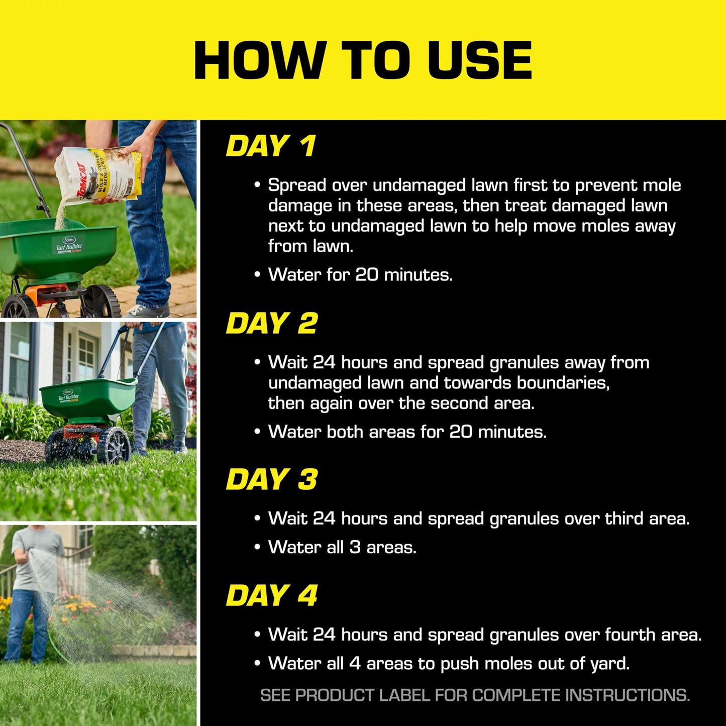 Tomcat Mole & Gopher Repellent Granules - Mole Repellent Granules Formulated with Castor Oil, For Lawns, 4 lbs.
