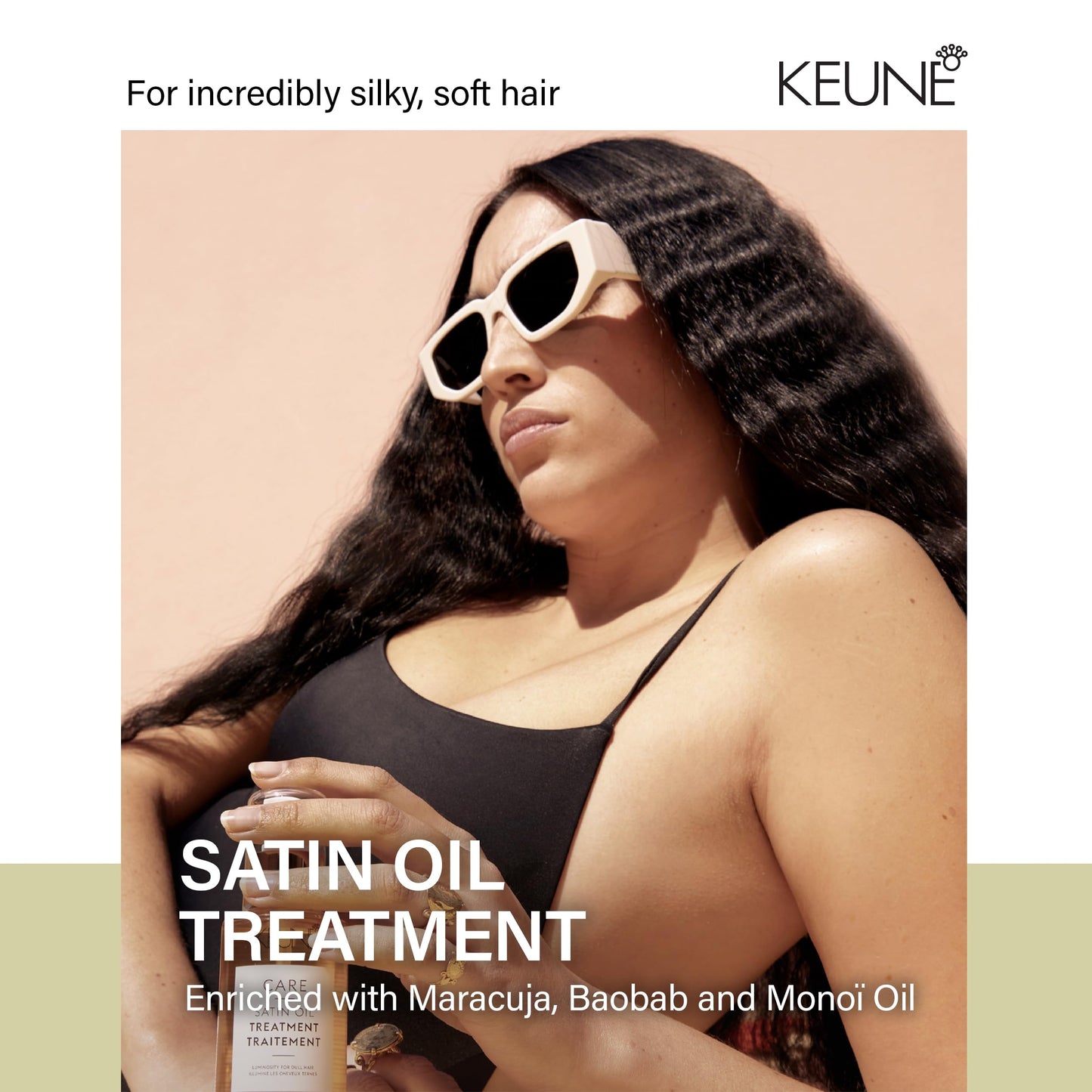 KEUNE Care Satin Oil Treatment, Lightweight Moisturizing Oil for All Hair Types, 3.2 Fl Oz