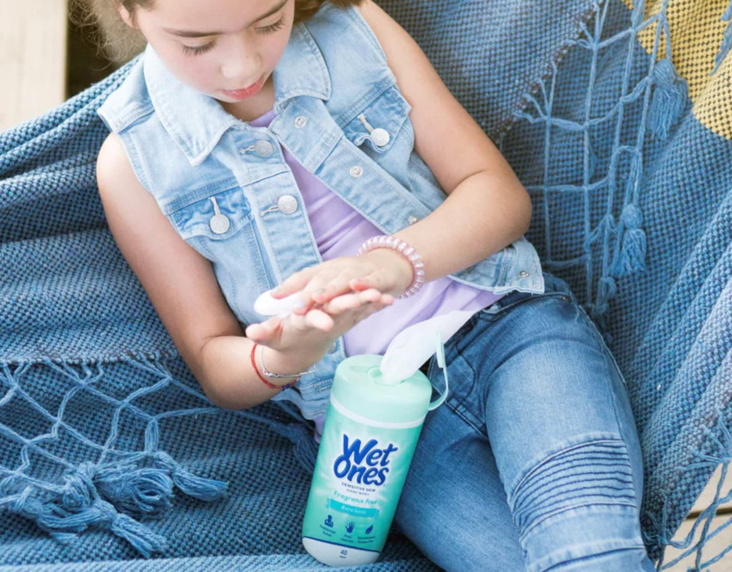 Wet Ones Hand and Face Wipes, Unscented | Wet Ones Sensitive Skin Wipes for Hands and Face, 40 ct. Canister