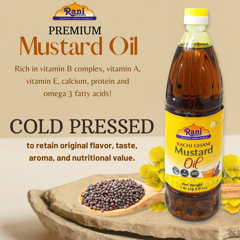 Rani Mustard Oil (Kachi Ghani) 67.6 Ounce (2 Liter) NON-GMO | Gluten Free | Vegan | 100% Natural | Kosher