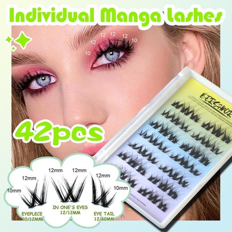 Bershnor Eyelashes Clusters Individual Dolly Lash Clusters Natural Wispy Fake Lashes