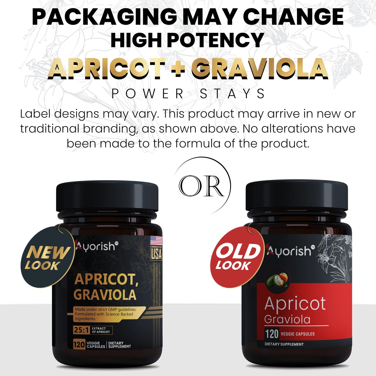 Ayorish Apricot 500 mg with Soursop Graviola Extract Capsule - 120 Veggie Capsules 60 Servings Non-GMO, Vegan