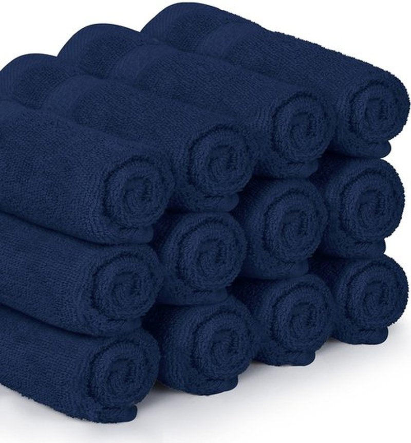 Utopia Towels [12 Pack Premium Wash Cloths Set (12 x 12 Inches) 100% Cotton Ring Spun, Highly Absorbent and Soft Feel Essential Washcloths for Bathroom, Spa, Gym, and Face Towel (Navy Blue)