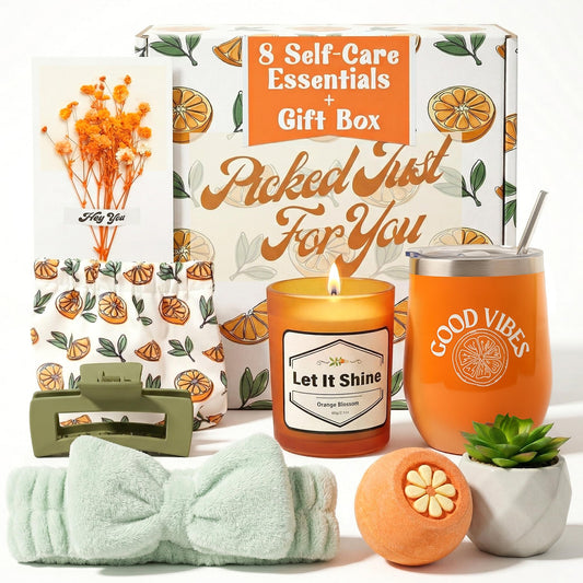 Get Well Soon Baskets for Women – Self Care Spa, Care Package with Accessory Bag, Relaxing Collection, Cozy Kit, Birthday Present for Women, Thinking of You, Best Friend Box, Bath Essentials, 8pcs Set