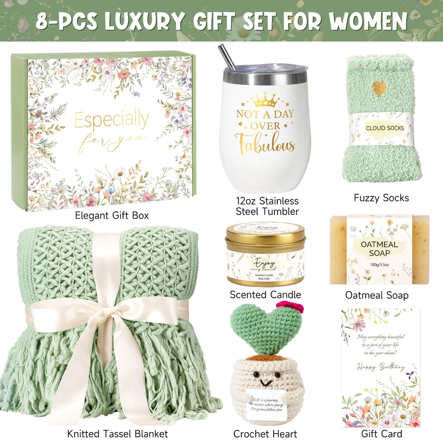 Mothers Day Gifts for Mom, Birthday Gifts for Women Self Care Package Get Well Soon Gift Baskets, Thinking of You Spa Gift Basket with Knit Blanket Tumbler, Birthday Gift Set for Mom, Wife, Friends