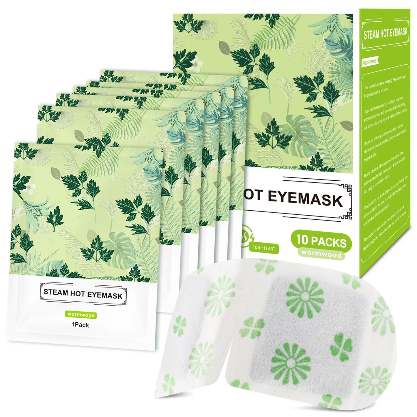 Mnswand 10 Packs Steam Eye Mask, Wormwood Steam Eye Masks Disposable, Self-Heating Relief Heated Eye Mask for Fatigue, Perfect for Home, Sleep, Spa & Travel