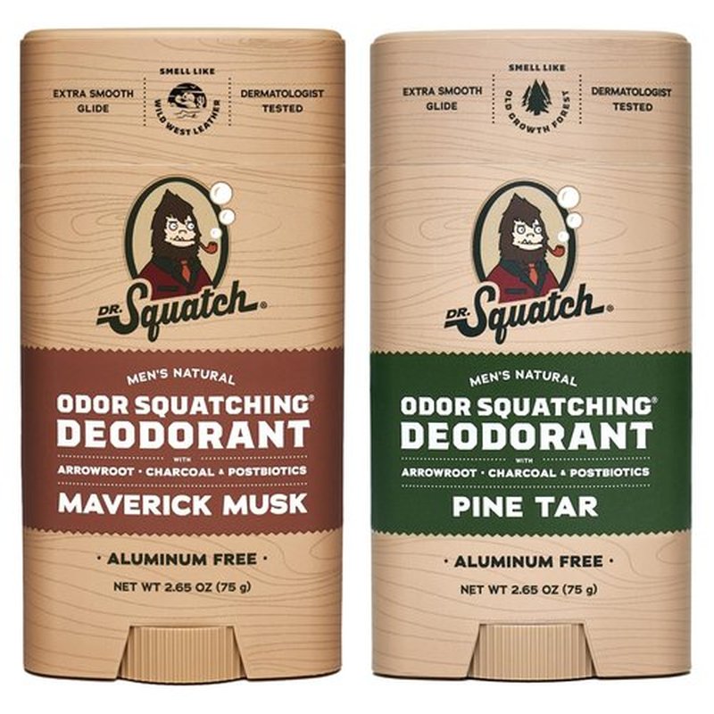 Dr. Squatch Natural Deodorant for Men – Odor-Squatching Men's Deodorant Aluminum Free - Maverick Musk + Pine Tar (2.65 oz, 2 Pack)