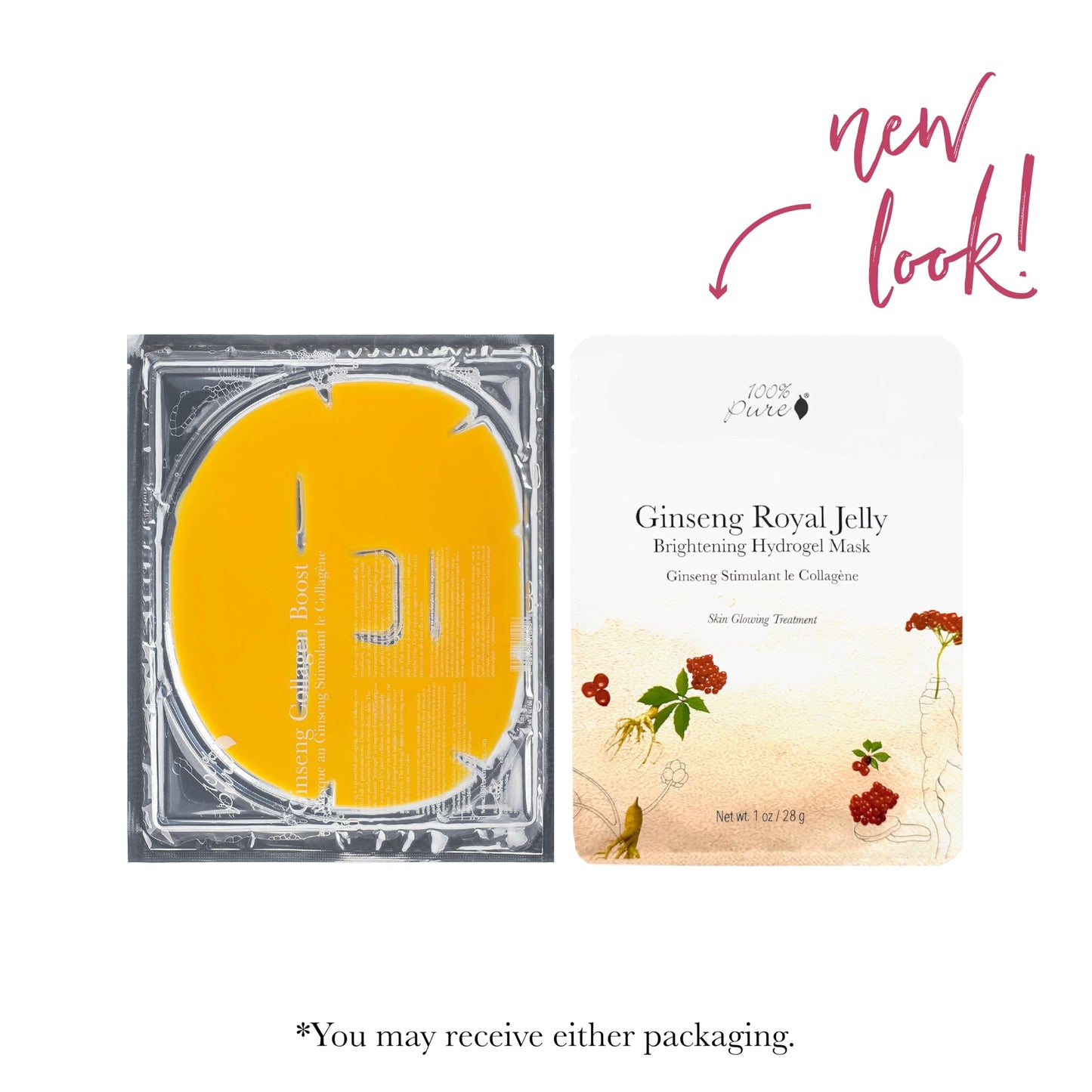 100% PURE Ginseng Royal Jelly Face Mask - Anti-Aging Face Mask for Women & Men with Vitamin C & Hyaluronic Acid - Collagen Skincare for Firm, Smooth Skin, Anti-Wrinkle Self Care - 1 Facemask