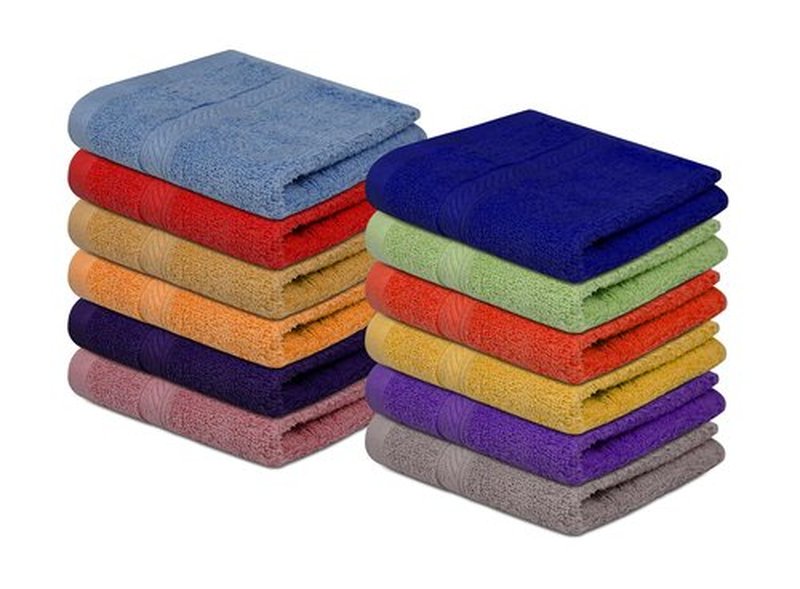CH 100% Cotton Washcloths Pack of 12 - (12 x 12) - Ultra Soft Towels for Bathroom and Home, High Durability and Absorbency, Convenient and Stylish Wash Cloths - Dark Multicolors