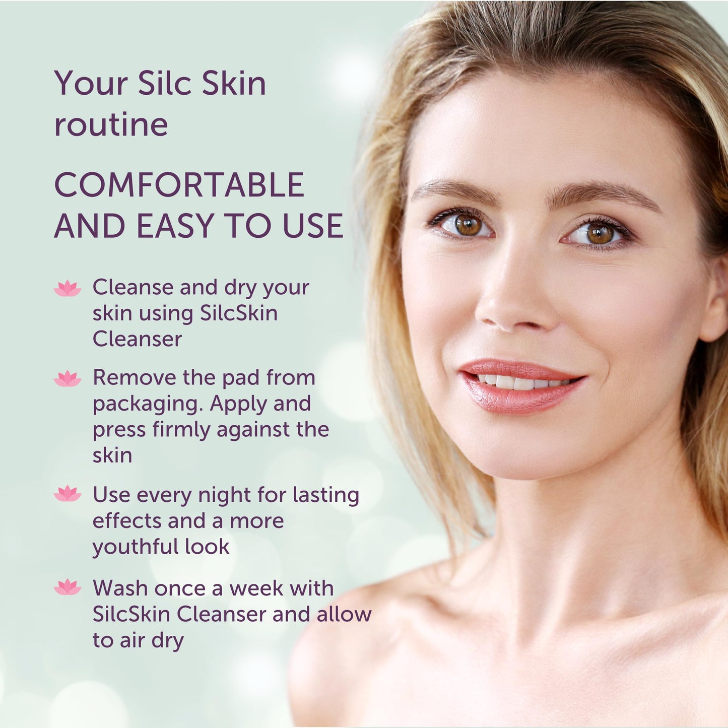 Silcskin Facial And Brow Pads Set Reusable Silicone Pads For Forehead And Facial Areas, 30 Day Supply