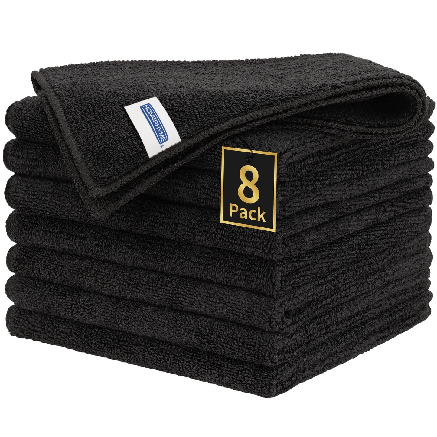 HOMERHYME Microfiber Cleaning Cloth, Premium 8 Pack Cleaning Towels, Lint-Free & Streak-Free Ultra Absorbent, 300GSM Reusable Microfiber Towel for Cars Shop Garage Home and Kitchen, 12.6" x 12.6"