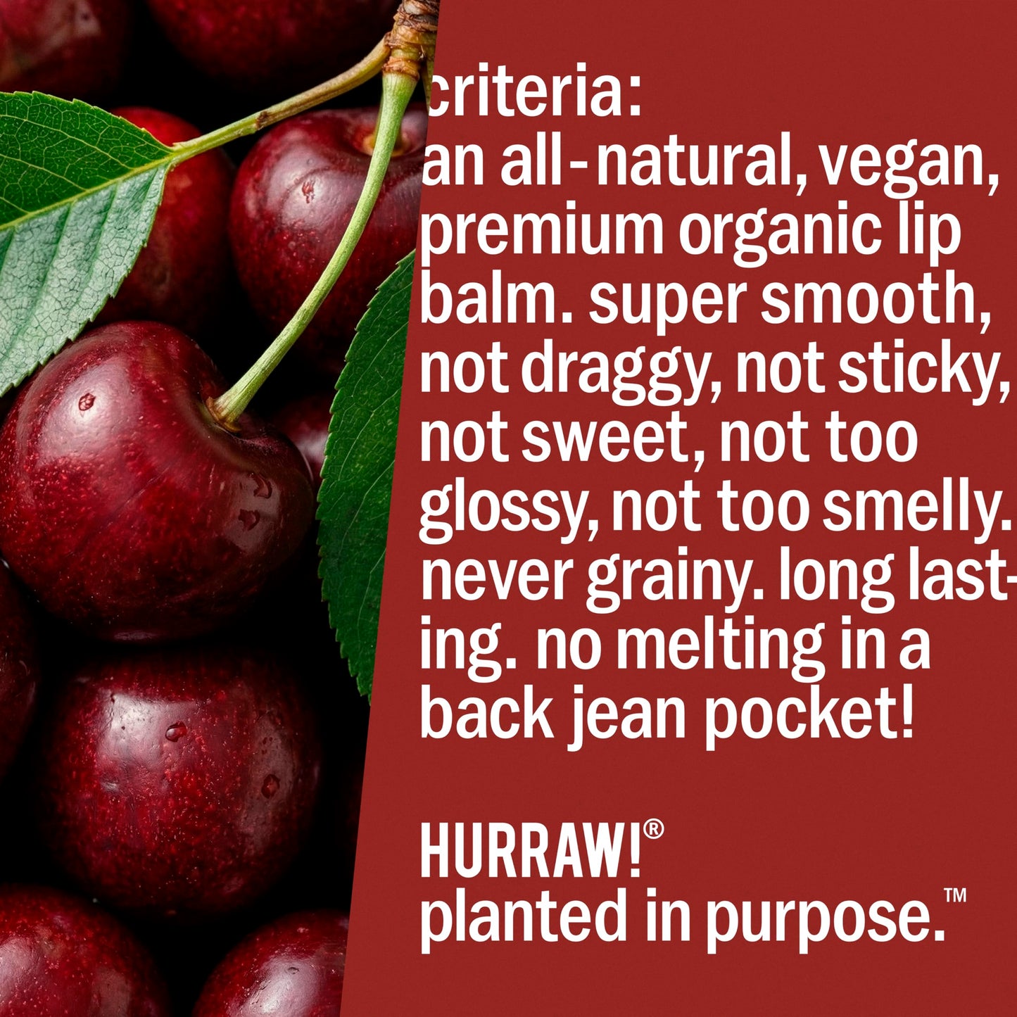 Hurraw! Black Cherry Tinted Lip Balm: (Sheer Red Tint) Organic, Certified Vegan, Cruelty and Gluten Free. Non-GMO, 100% Natural Ingredients. Bee, Shea, Soy and Palm Free. Made in USA