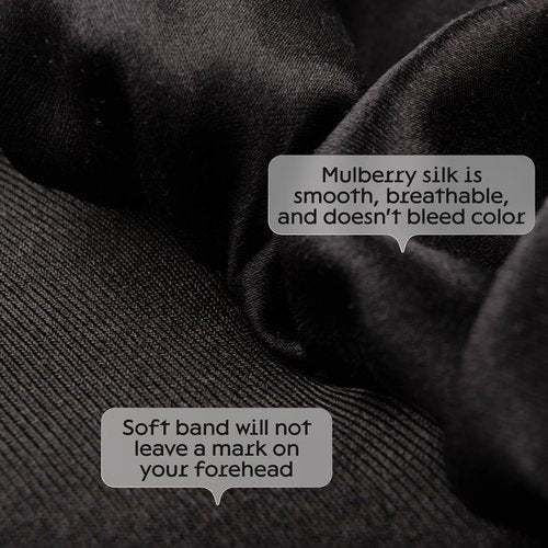 Niagara Satin Bonnet Men - Bonnet for Sleeping Men - Reversible Night Cap - Mens Bonnet for Curly Hair - Large Bonnet with Double Layer (Dark Black)