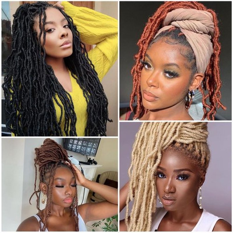 ZRQ 18 Inch 6 Packs New Faux Locs Crochet Hair 108 Strands Pre-Looped Wavy Black Soft Faux Locs Crochet Braiding Hair for Women Dreadlocks Hair Synthetic Hair Extensions (18 Inch,1B#)