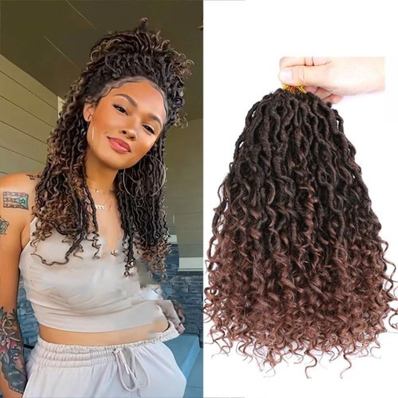 LMZIM 12 inch Goddess Faux Locs Crochet Hair 8 Packs Faux Locs Crochet Hair for Black Women Pre Looped River Locs Crochet Hair with Curly Ends 1B/30