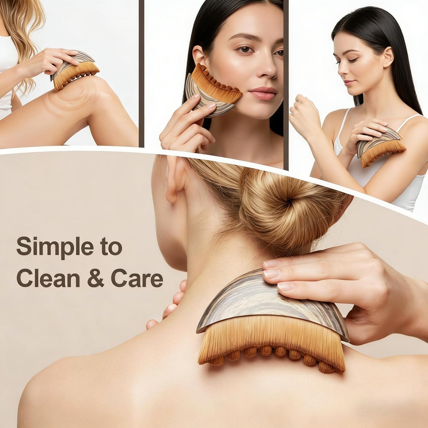 2-Pack Lymphatic Contour Face Brush, Lymphatic Drainage & Contour Face Massage Brush Set for Gua Sha, Puffiness Reduction, Glowing Skin, Gentle Daily Facial and Body Massage Tool