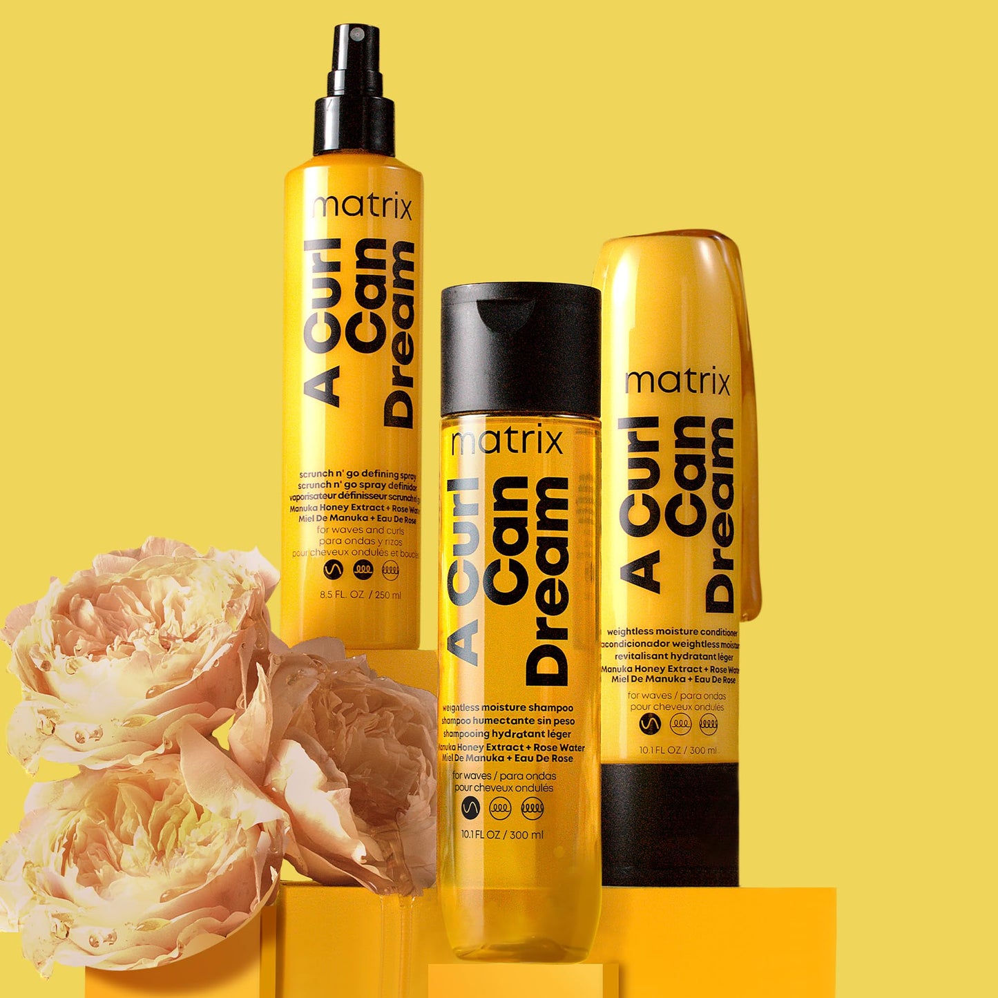 Matrix A Curl Can Dream Weightless Moisture Shampoo | For Wavy Hair | All Day Frizz Control | With Manuka Honey Extract and Rose Water | Silicone Free | Luxury Salon Shampoo