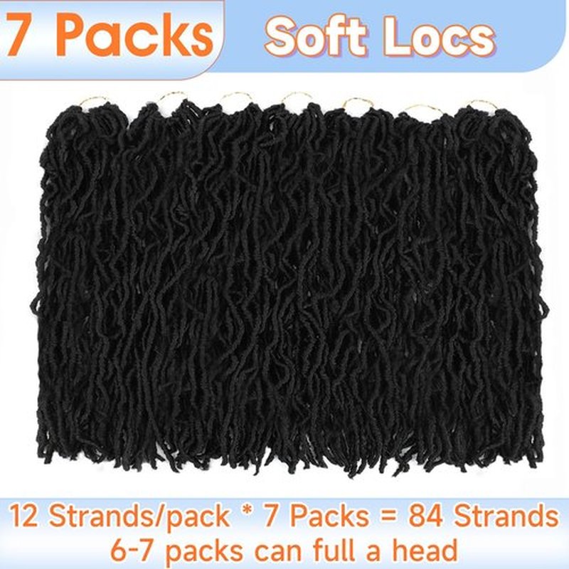 Faux Locs Crochet Hair 22 Inch 7 Packs Soft Locs Crochet Braids Pre Looped Crochet Locs For Women Natural Black Butterfly Faux Loc Hair Extensions(1B, 22inch, 7 Packs)