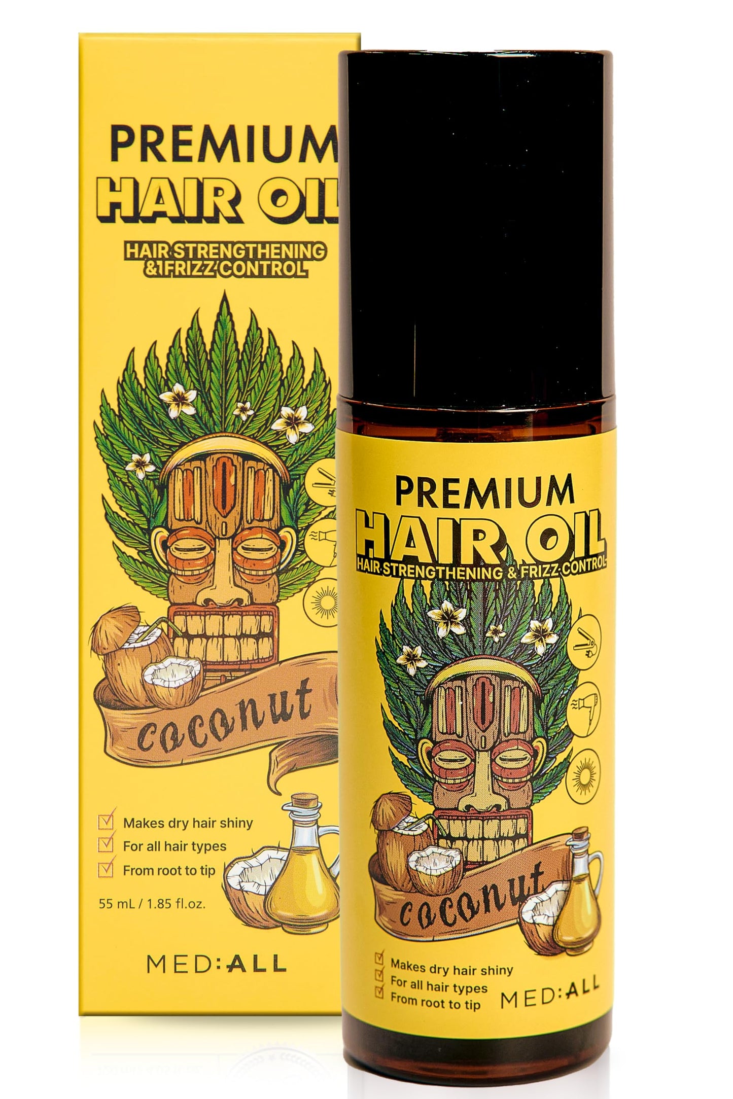 MED:-ALL MEDIALL Premium Hair Oil for Frizzy & Damaged Hair |Hair Regrowth Tonic | Hydrating & Moisturizing Hair Growth Serum w/Coconut, Argan, Avocado, Camellia Seed & Olive Oils (1.85 fl oz)