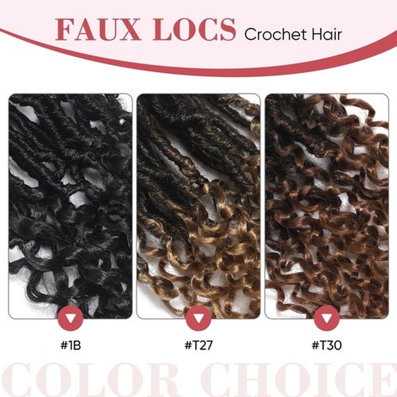 Faux Locs with Curly Ends 14 inch Faux Locs Crochet Hair 7 Packs Soft Locs with Curly Ends 12 Strands Pre looped Crochet Hair Extensions 1B
