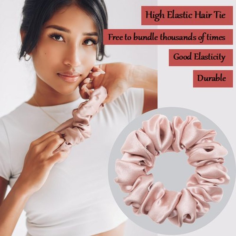 MurierSilk Silk Hair Scrunchies, 100% Pure Mulberry Silk Hair Ties for Women Grils, 3 Count Medium (Red, Charcoal gray, Pink) - Hair Accessories Prevents Hair From Frizz And Breakage