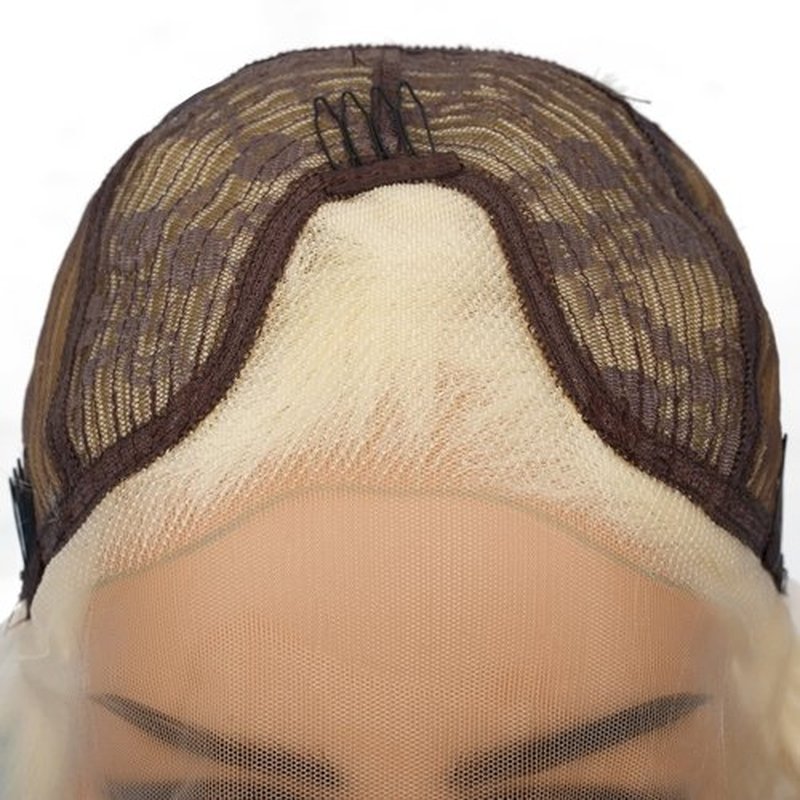 Amnenl Short Curly Blonde Lace Front Wig Blonde Short Bob Synthetic Hair Natural Hairline Platinum Wigs for Women