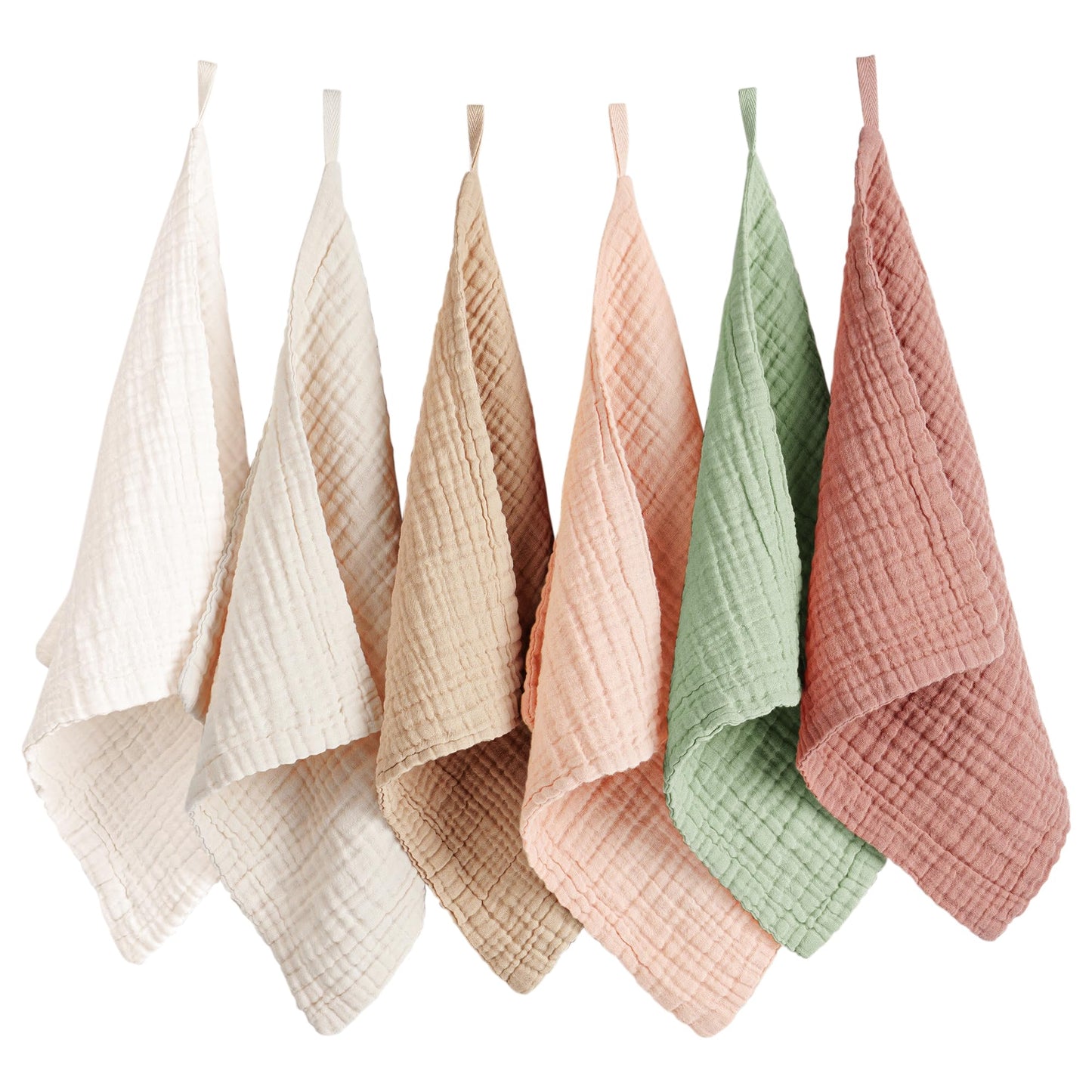 Konssy 6 Pack Face Cloths, 100% Muslin Cotton Wash Cloth for Washing Face