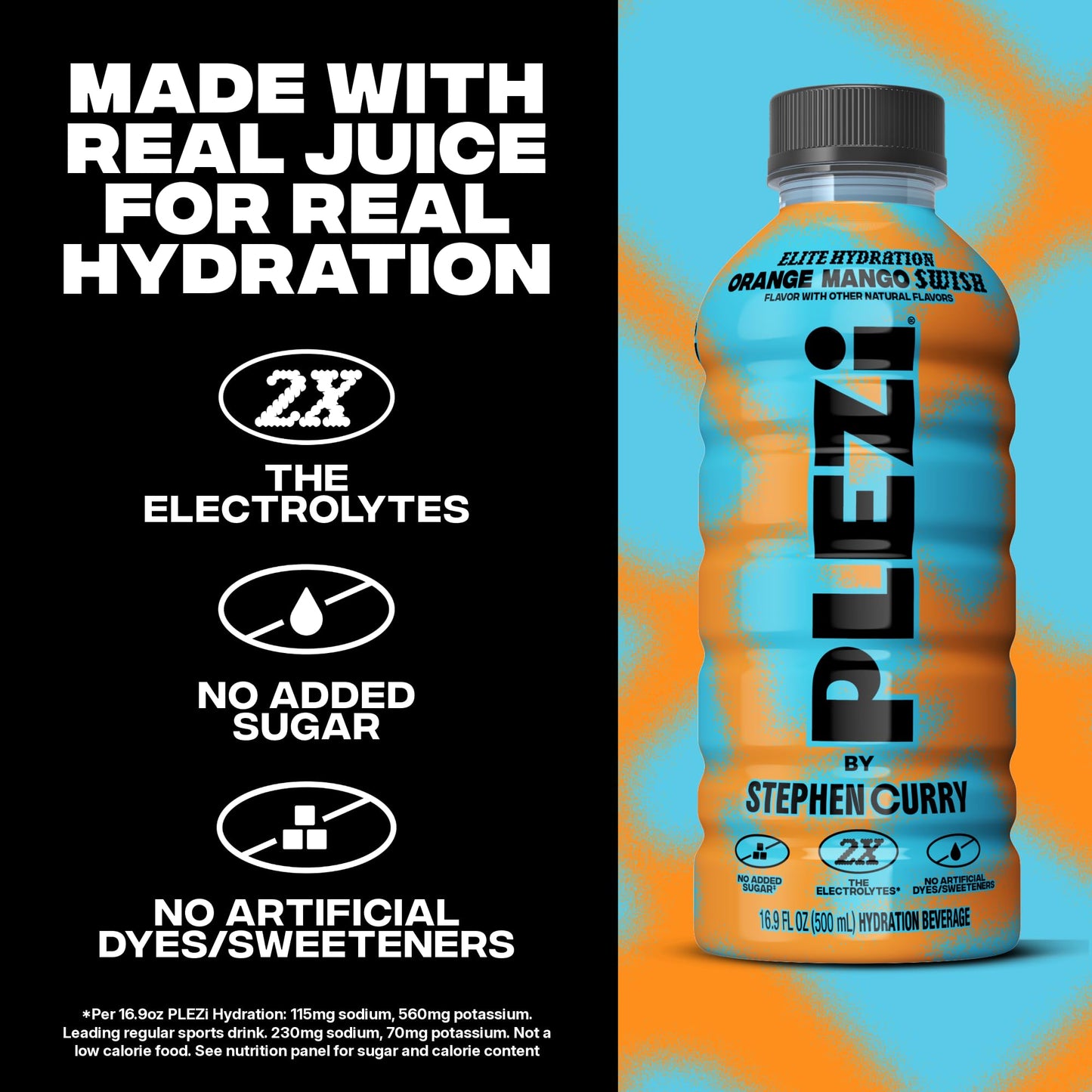 PLEZi Hydration ORANGE MANGO SWISH Electrolyte Sports Drinks 12 Pack