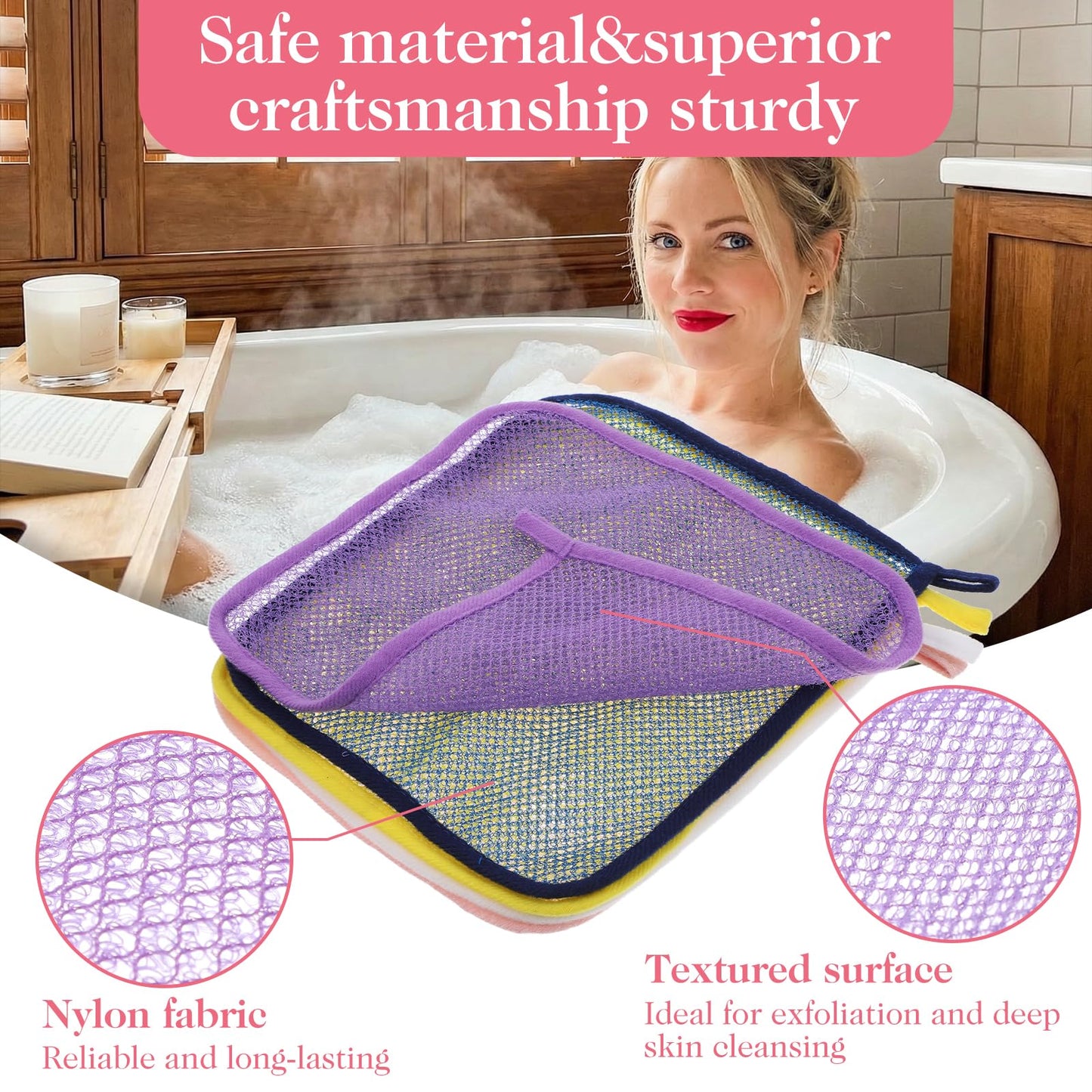 Thinp 6 Pcs Exfoliating Washcloths for Body, Double Sided Shower Wash Cloth Exfoliating Face Cloth for Deep Cleaning Face Body Wash Cloths for Shower Men Women (6 Colors)