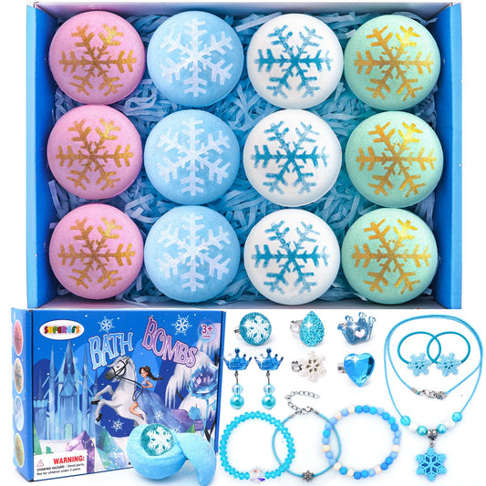 Bath Bombs for Kids with Surprise Inside Princess Toys Natural Bath Bombs Handmade Spa Organic Bubble Bath Bomb Bath Fizzy with Jewelry Set Girls Birthday Christmas Gift
