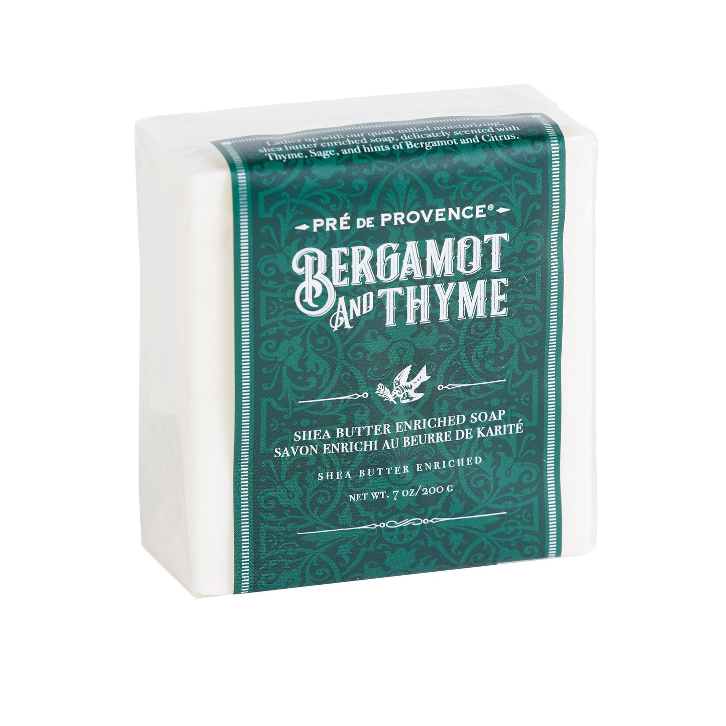 Pre de Provence Bergamot & Thyme Men's Fragrance Collection, Cube Soap, 200 G