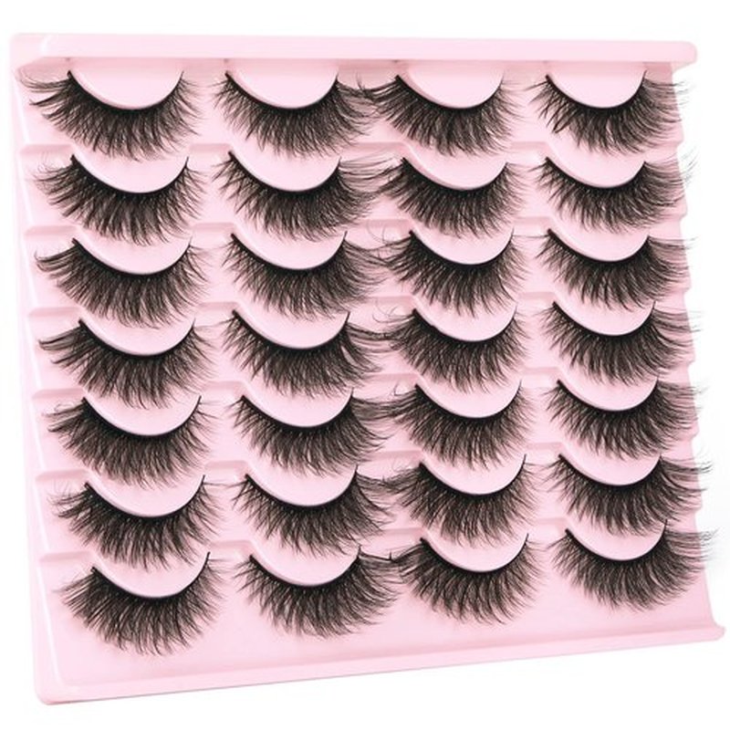 Kiromiro False Eyelashes Natural Look Wispy Faux Mink Lashes Fluffy 14mm Cat Eye Short Strip Lashes Pack