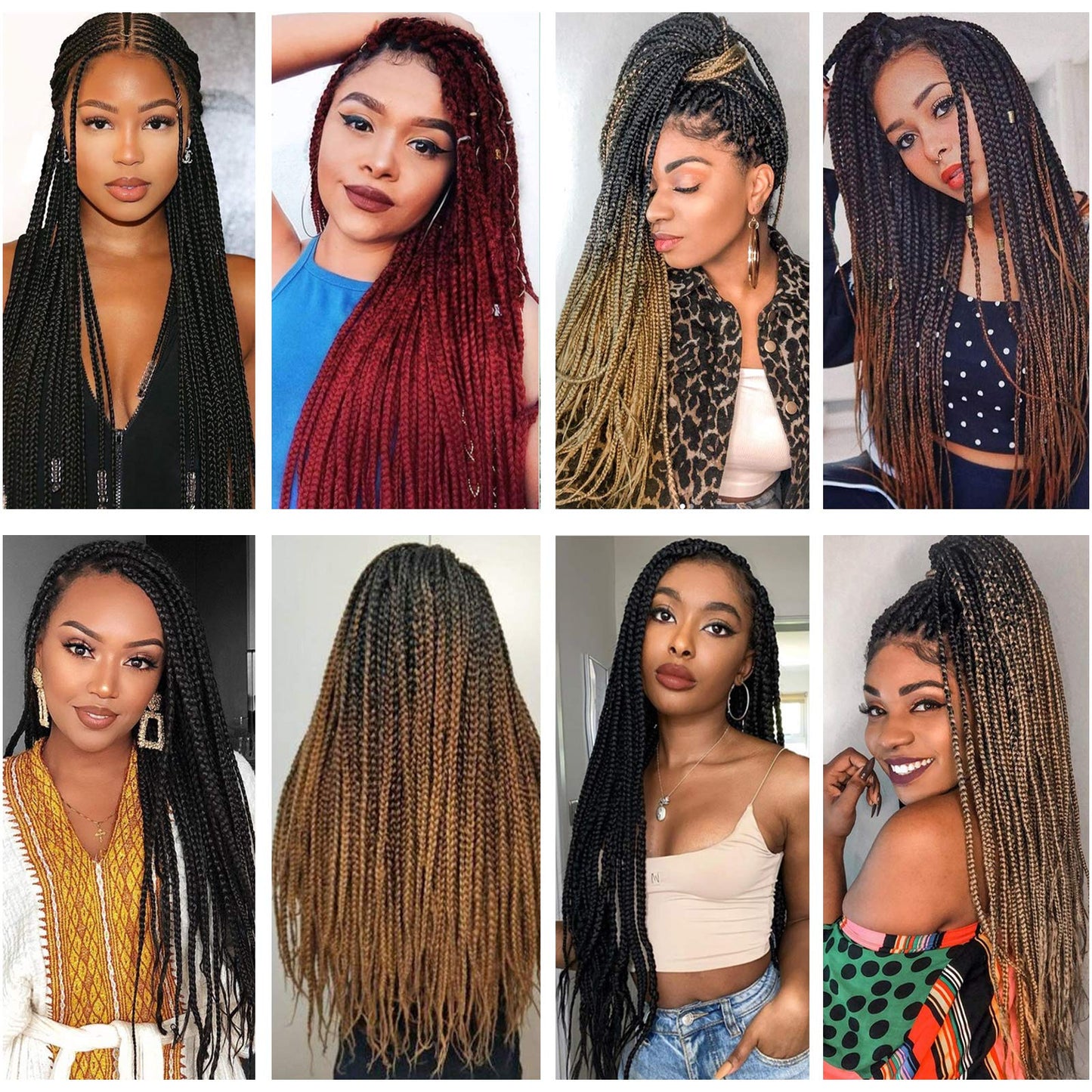 Alrence Pre Stretched Braiding Hair Long Braid 26 Inch 8 Packs Professional Braiding Hair Extensions Synthetic Crochet Twist Braids (26 Inch, 1B#)