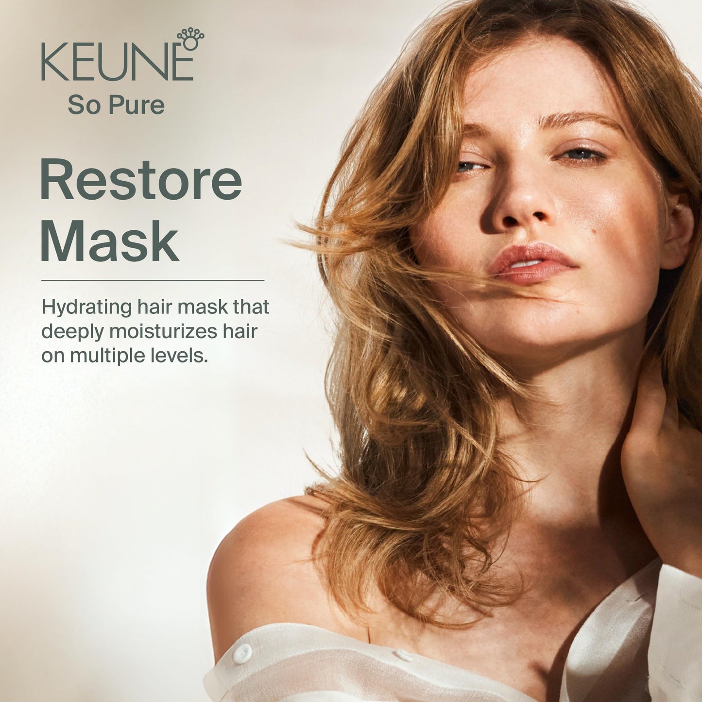 KEUNE So Pure Restore Hair Mask, Deep Moisturizing Treatment with Prickly Pear Extract for Dry Damaged Hair, Softness and Shine, 10.1 Fl Oz