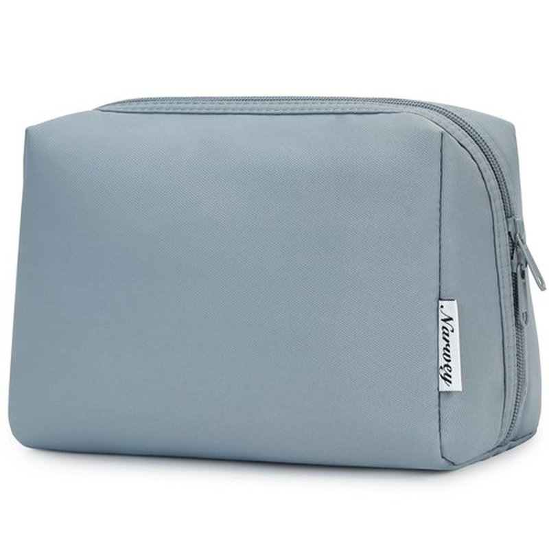 Large Makeup Bag Zipper Pouch Travel Cosmetic Organizer for Women (Large, Greyish Blue)