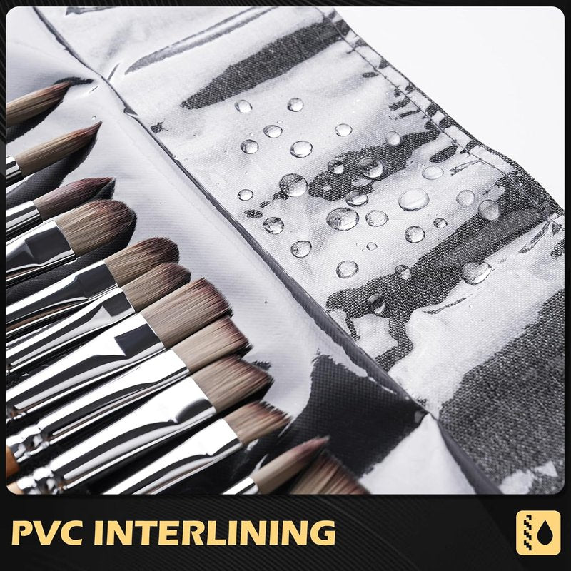 Acrylic Paint Brush Set - 25 PCS Enhanced Synthetic Brushes for Acrylic, Oil & Watercolor | Includes Cloth Roll & Palette Knife
