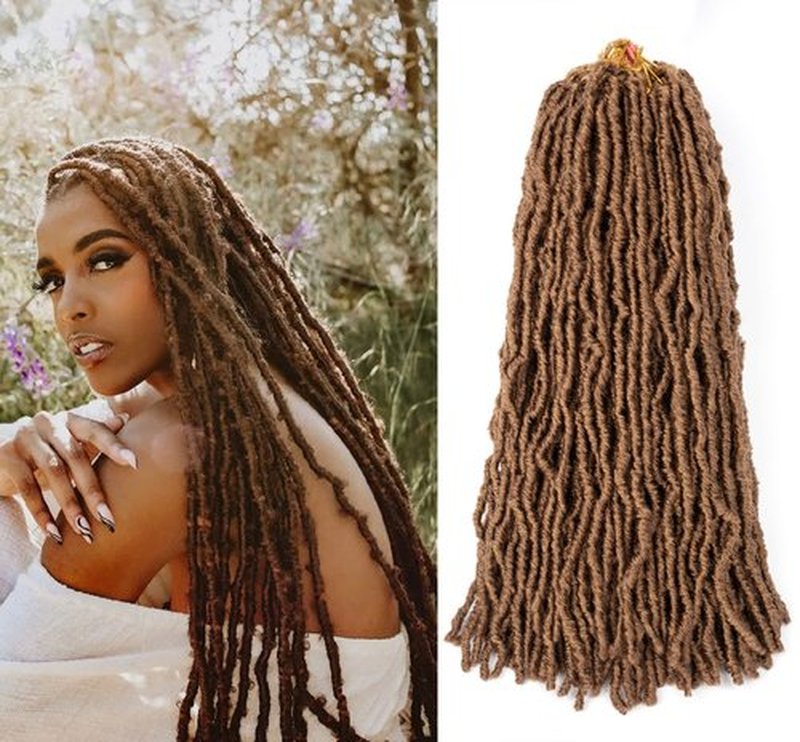 Faux Locs Crochet Hair Soft Locs 14 inch 8 Packs Short Color 30 Pre Looped Crochet Locs Goddess Locs Crochet Hair For Black Women Braiding Hair Extensions (14 Inch (Pack of 8), 30#)