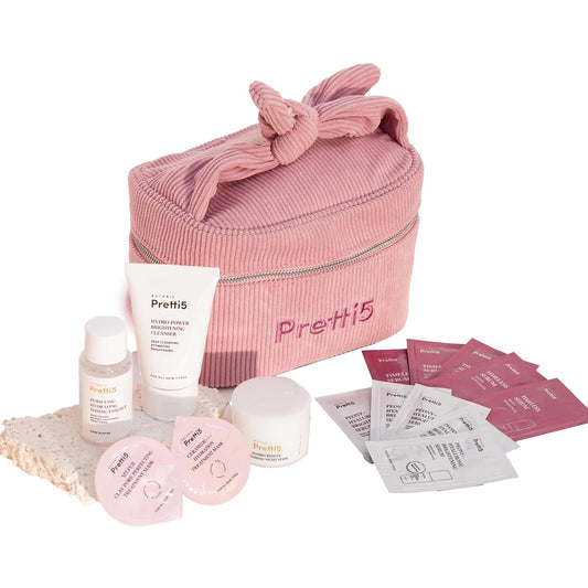 Travel Glow Essentials Skincare Kit - TSA Approved 7-Piece Vegan Set | Cleanser, Toner, Masks & Serum