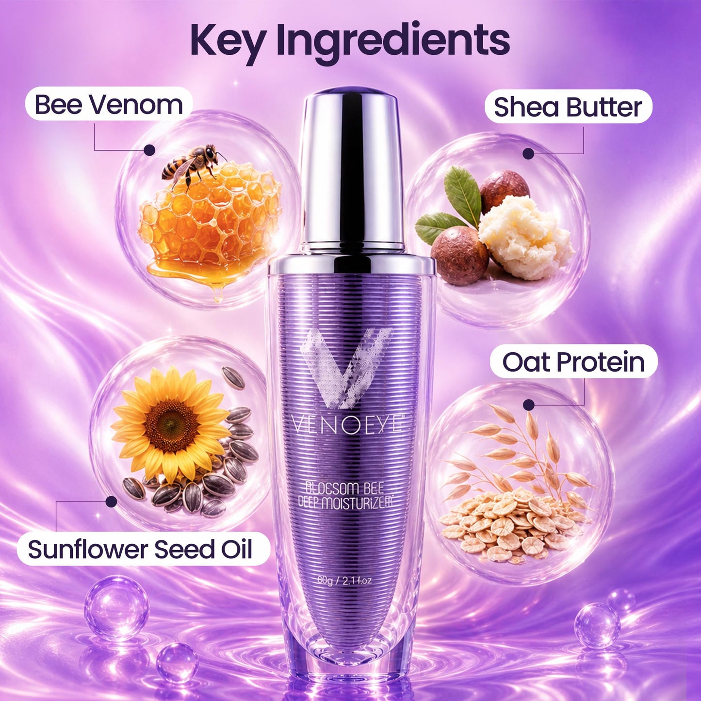 Venofye Blossom Bee Day Moisturizer - Bee Venom & Shea Butter - 2.11 Oz