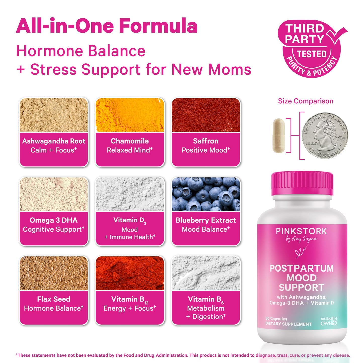 Pink Stork Postpartum Mood Support, 30-Day Supply