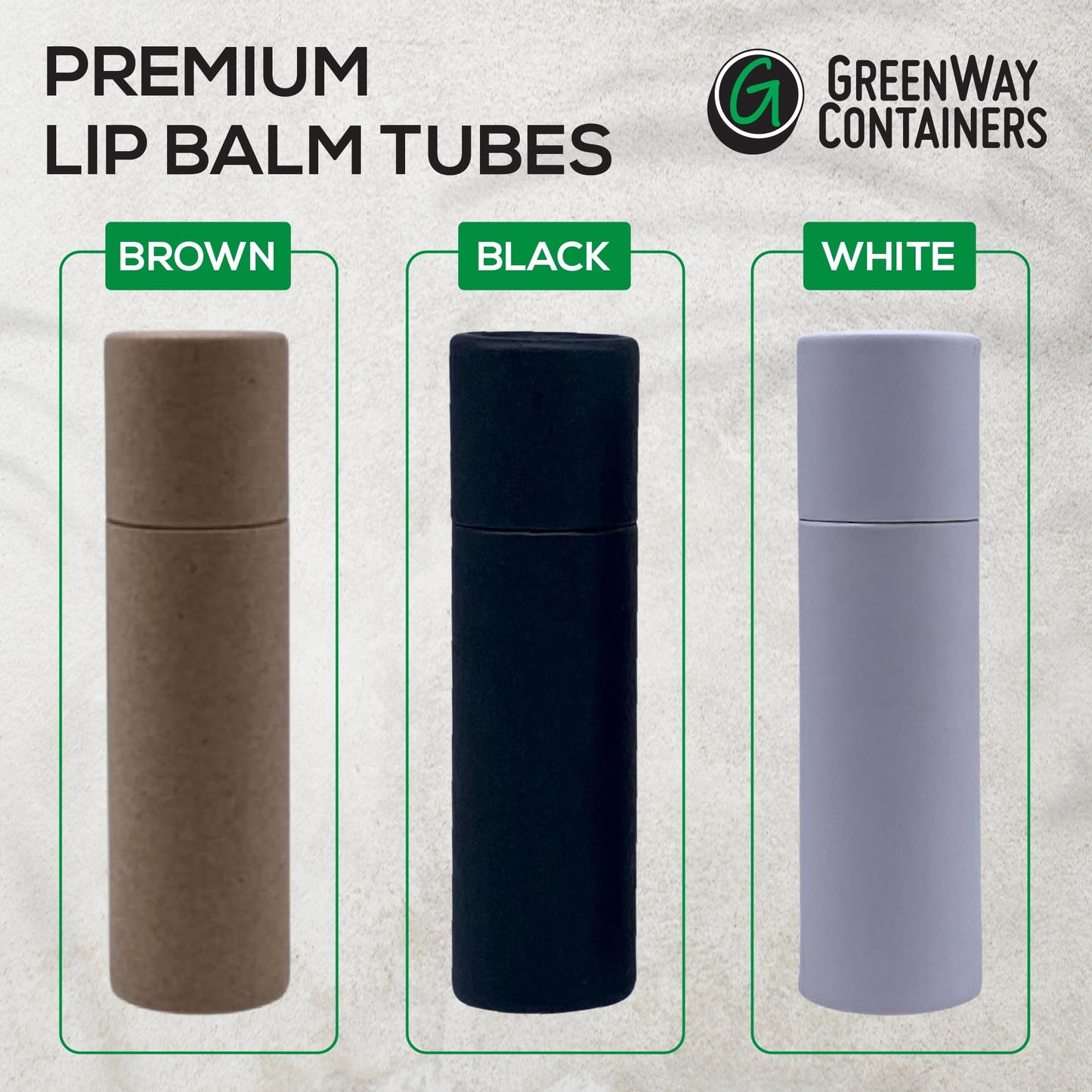 GreenWay 0.3oz / 8.5g Kraft Paperboard Lip Balm Tubes with Lids - 25 Pack Lip Gloss Tubes Refillable DIY Cosmetic Containers - Lip Balm Containers Chapstick Empty Holder - Brown