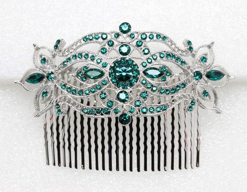 Faship Elegant Gorgeous Green Large Floral Hair Comb